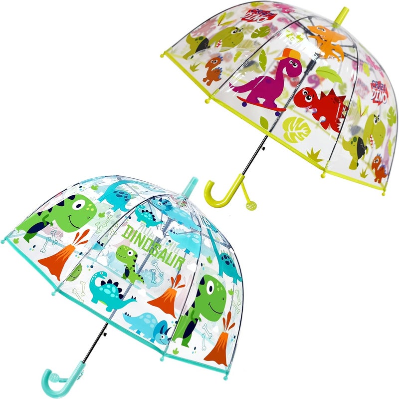 RONIARE 2 Pack Kids Clear Umbrellas for Rain Dome Bubble Umbrella Windproof for Toddler Boys Girls - Image 1